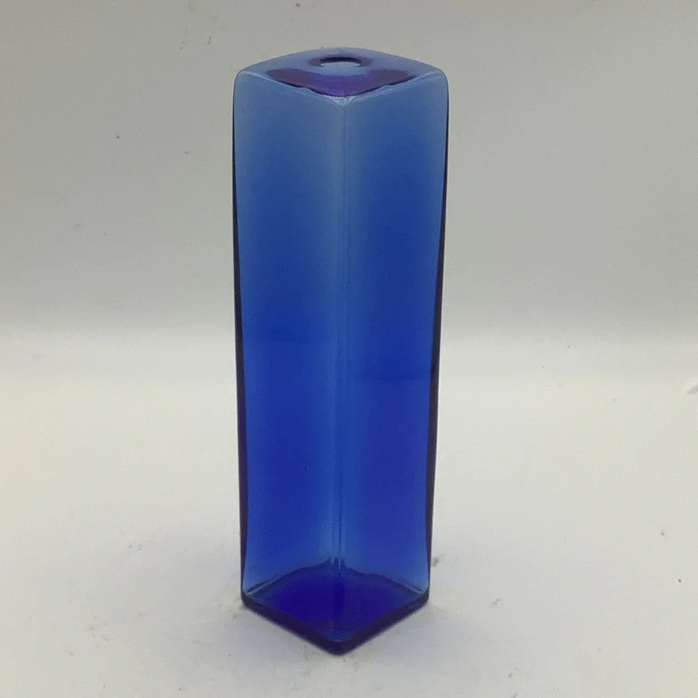 Cobalt Blue Glass Square Shaped Vase